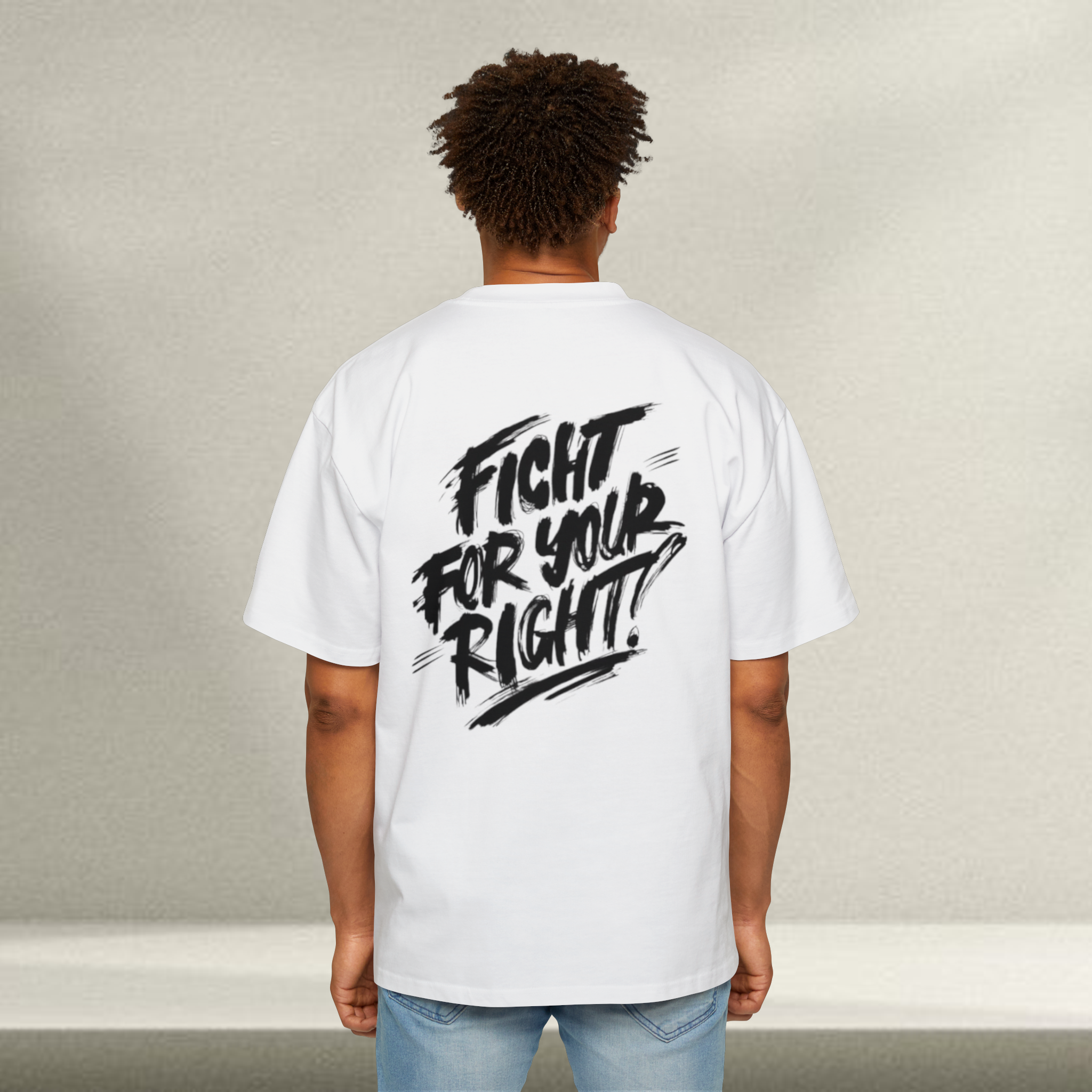 - Fight for Yourself (White) Drop-Shoulder T-Shirt -