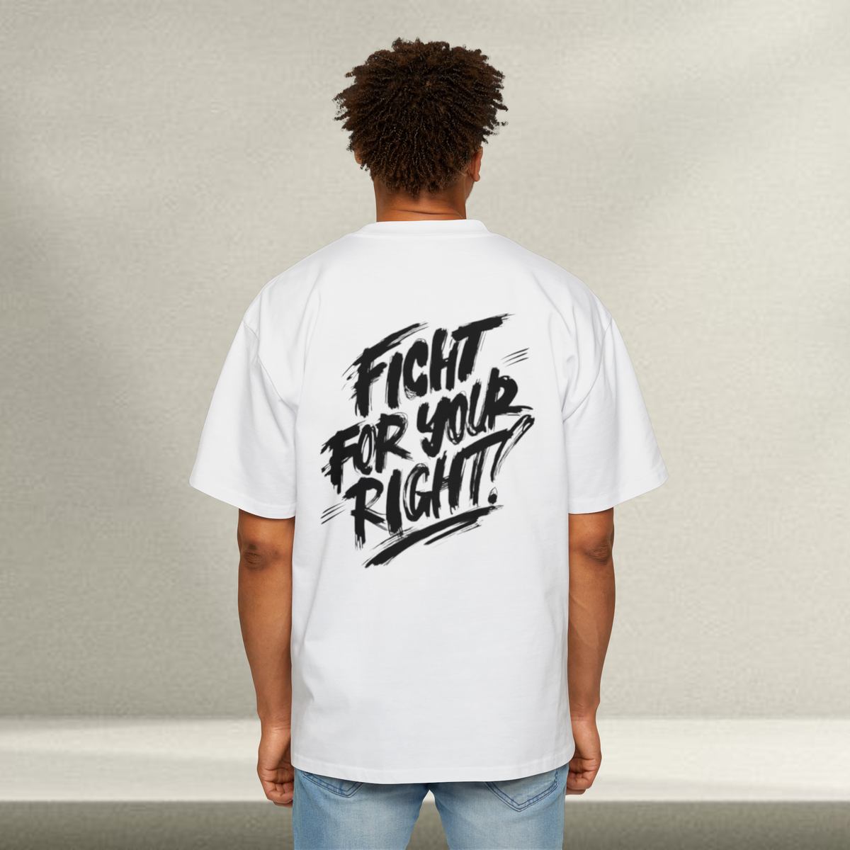 - Fight for Yourself (White) Drop-Shoulder T-Shirt -