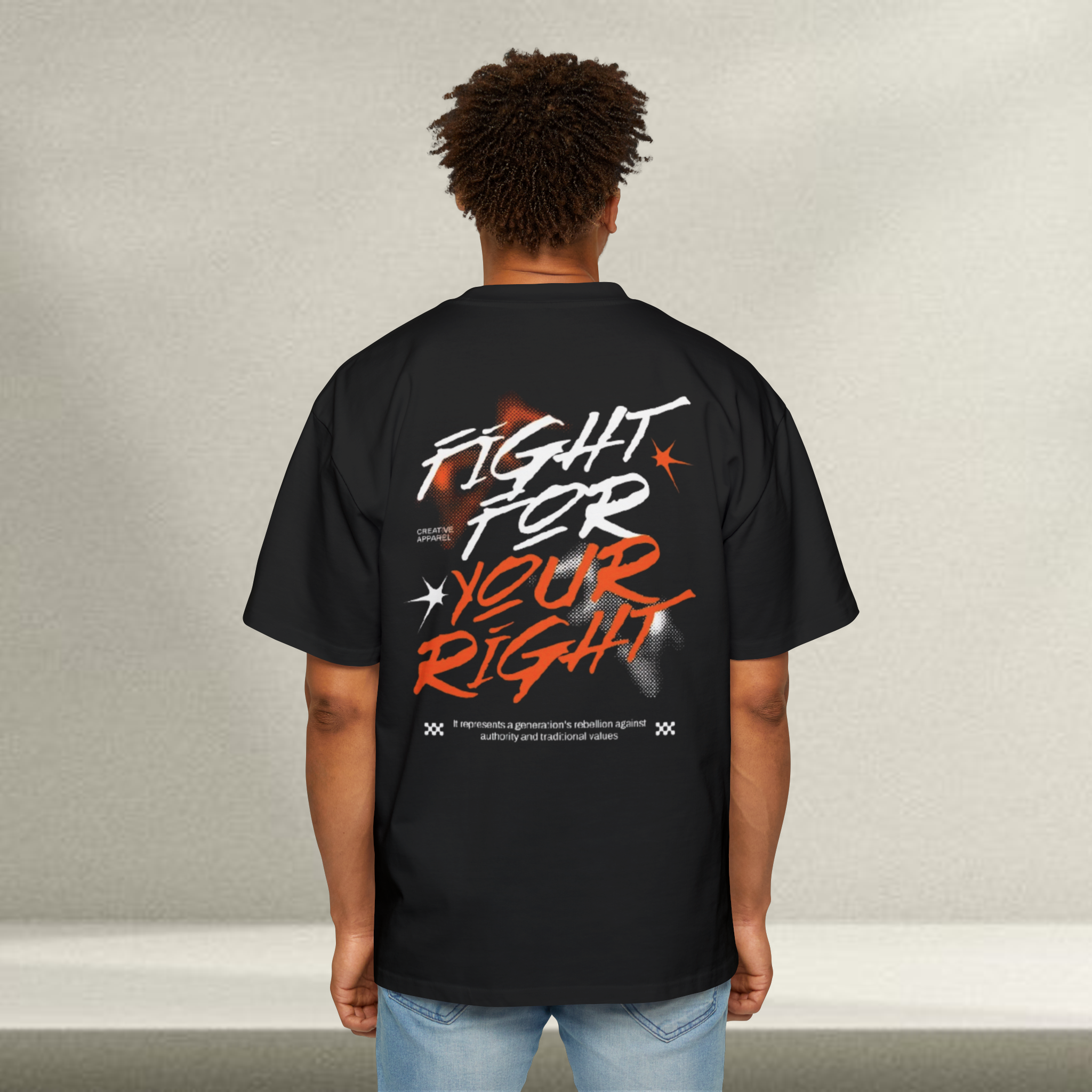 - Fight for Yourself (Black) Drop-Shoulder T-Shirt -